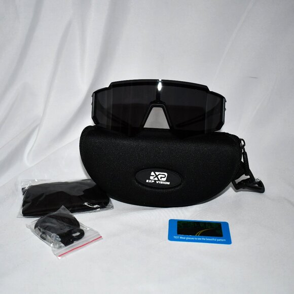 EXP VISION Polarized Cycling Glasses, UV 400 Sports Sunglasses in Black NEW - Picture 1 of 5